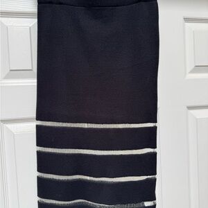 Elegant Black and Mesh Striped Skirt